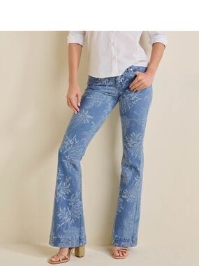 VENUS Blue Floral Flare Jeans